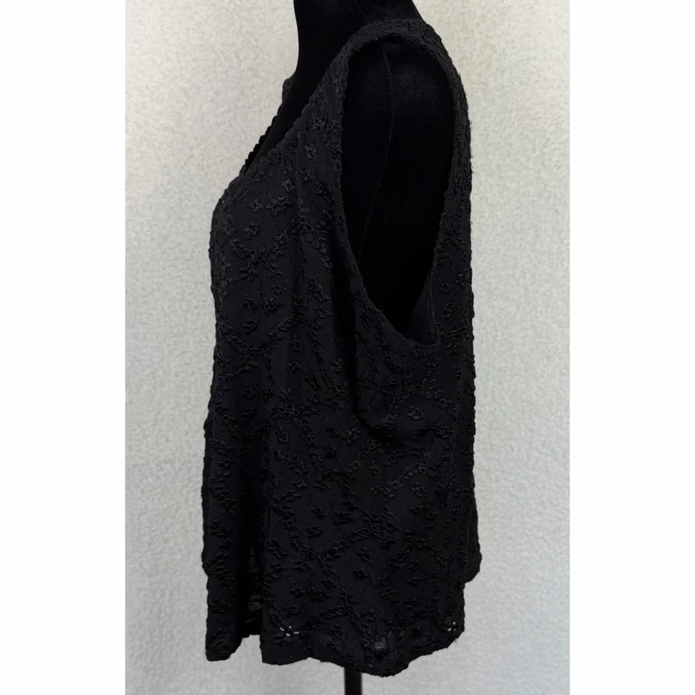 VENEZIA JEANS • Black Floral Embroidered Hook-Eye Corset-Style Tank Top, 26/28 - Picture 7 of 11